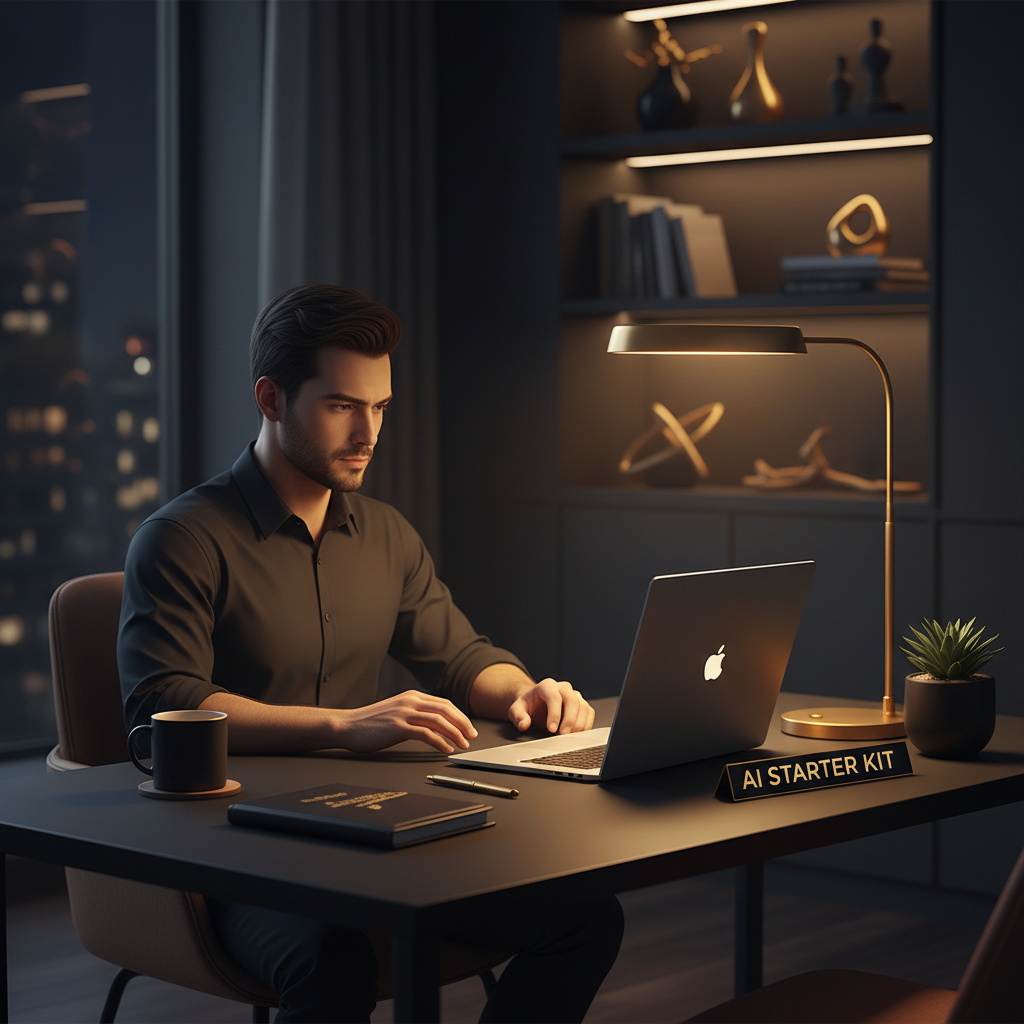 AI Starter Kit - Night Office Lifestyle Mockup